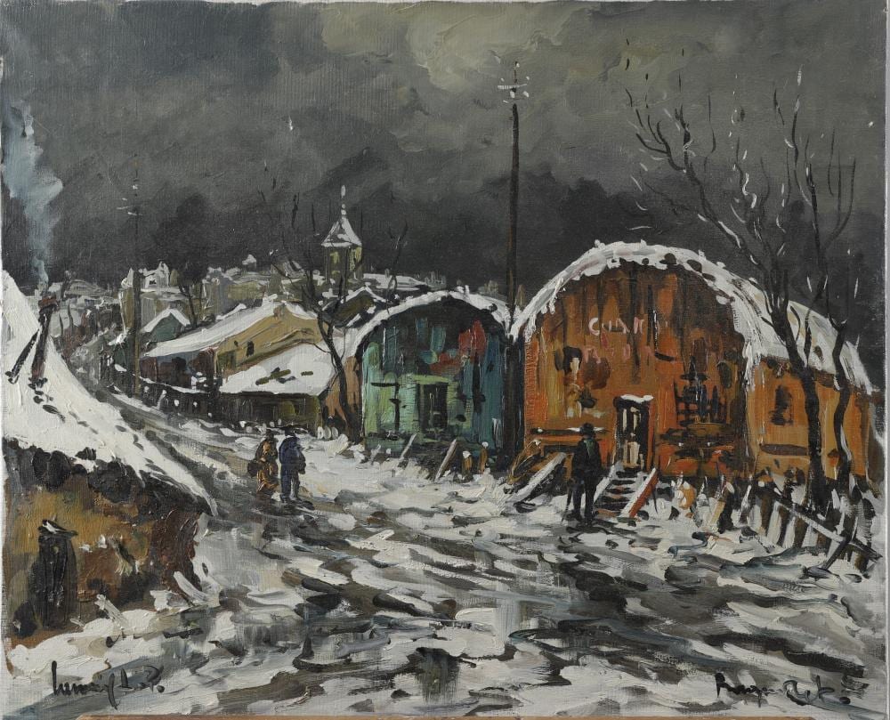 L. P. Robert Lavoine comparable auction result: robert l p lavoine 1916 1999 rue de bagnolet sous la neige huile sur toile sign e en bas gauche et situ e en bas droite contresign e et resitu e au dos 54 x 65 cm