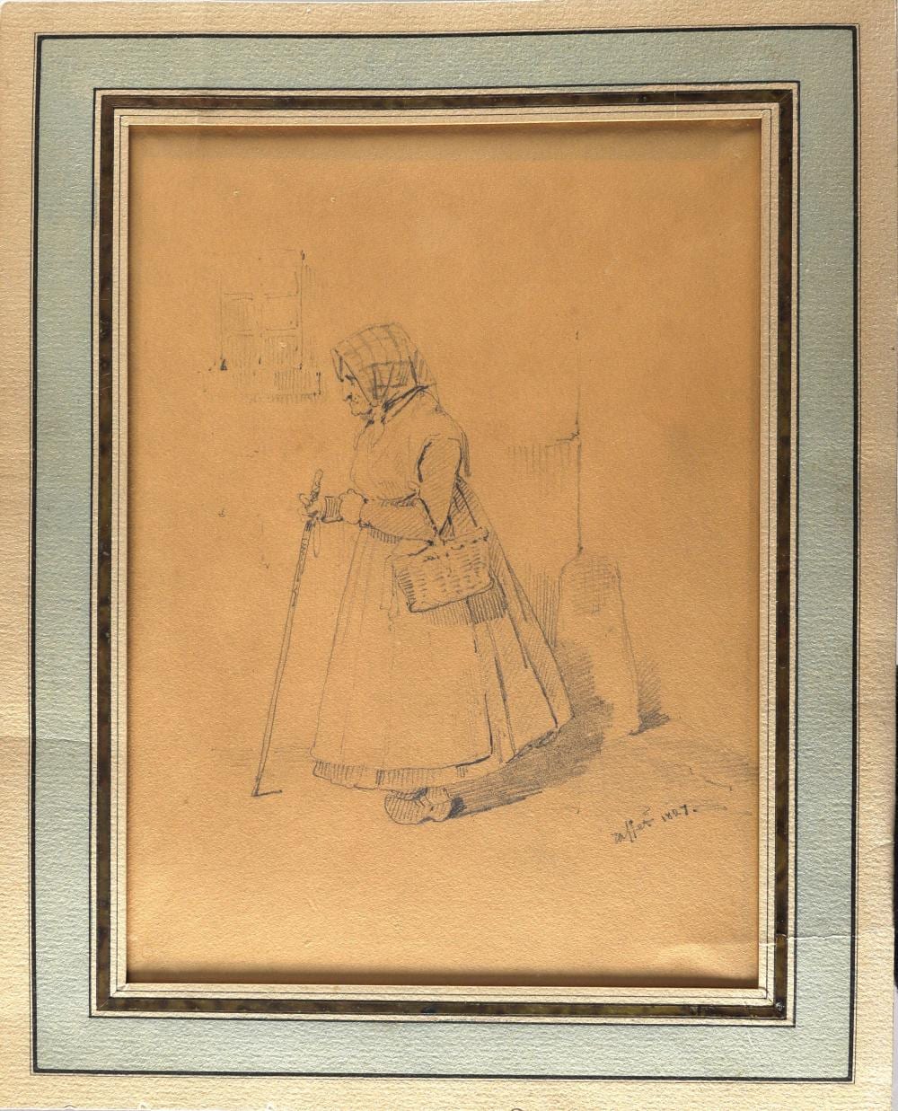 Auguste Raffet comparable auction result: auguste raffet 1804 1860 la paysanne 1827 dessin la mine de plomb sign et dat en bas droite 15 x 21 cm