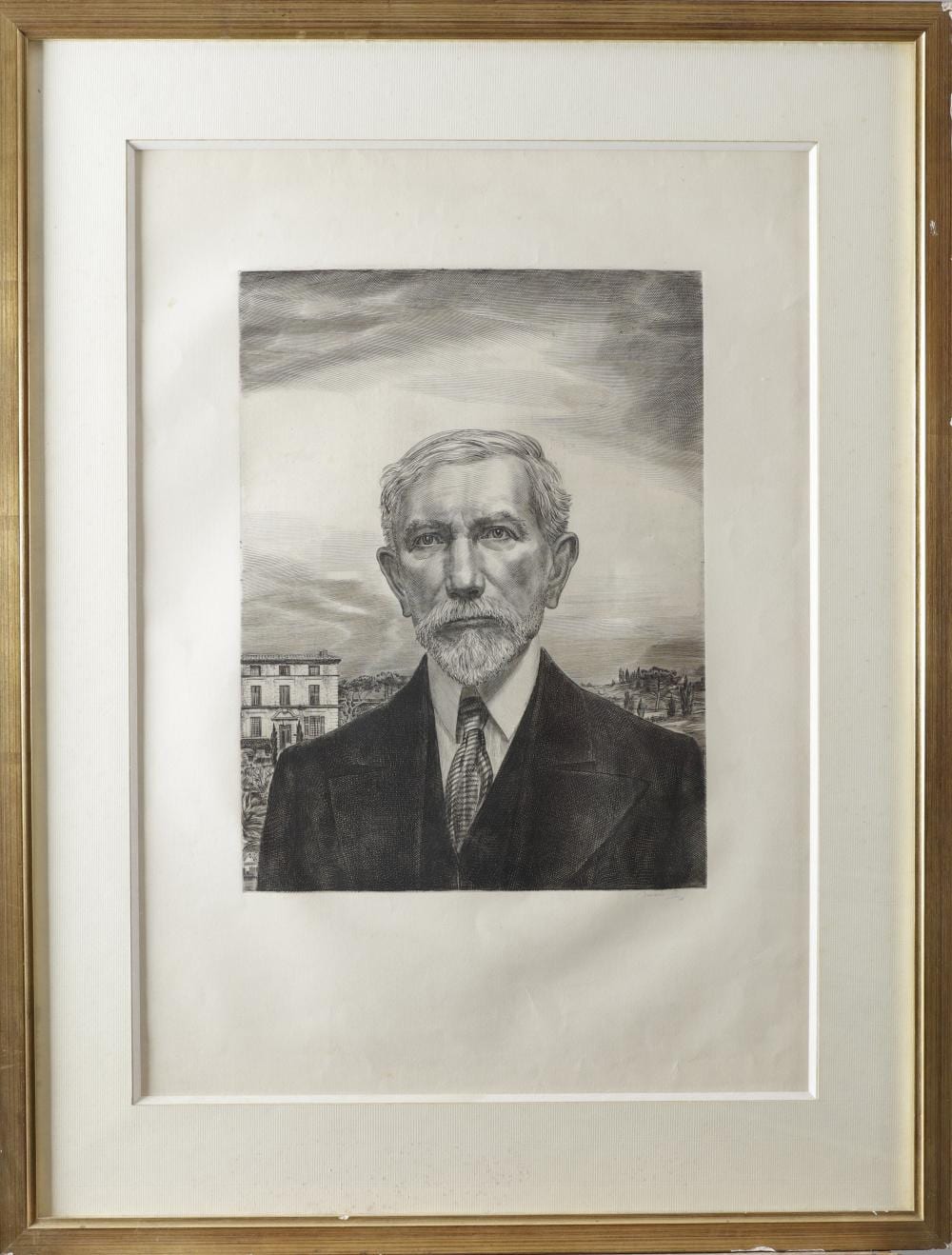 Albert Decaris comparable auction result: albert decaris 1901 1988 portrait de charles maurras sur fond de paysage proven al burin et eau forte sign et num rot 58 100 61 x 43 cm