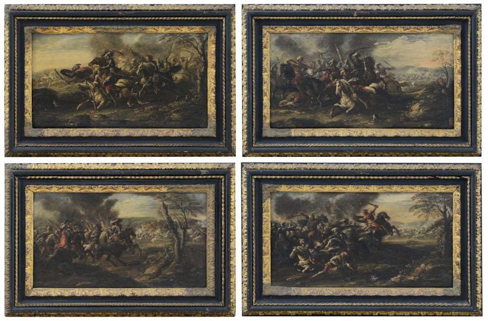 Ciccio Graziani comparable auction result: scene di battaglia con cavalieri contro turchi