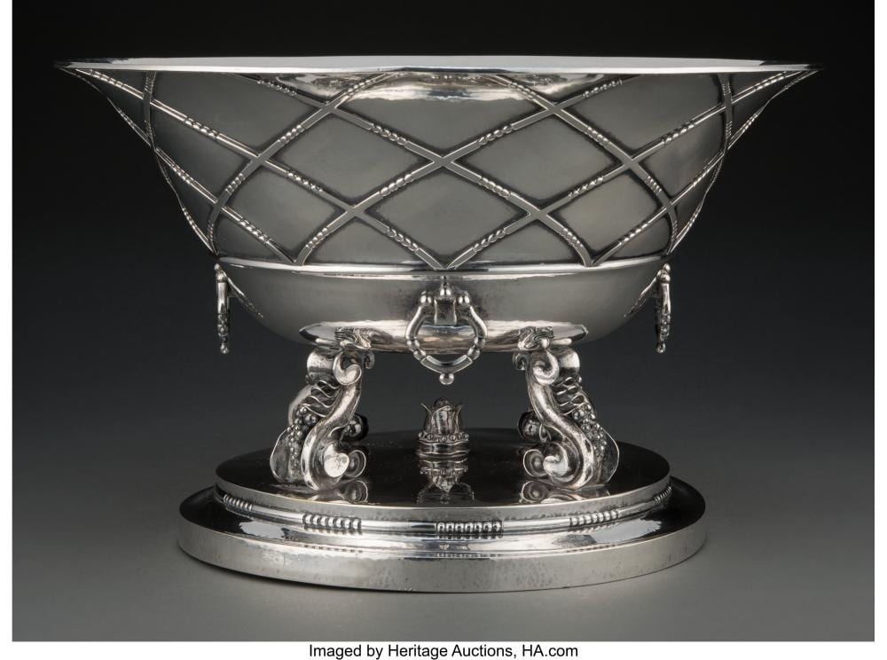 Johan Mengels Culverhouse comparable auction result: a georg jensen no 268 silver centerpiece bowl copenhagen 1919 designed by joh