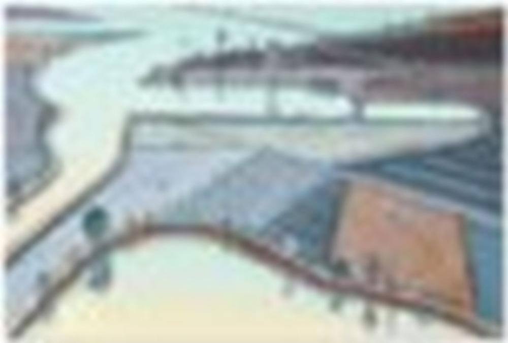 WAYNE THIEBAUD (1920-2021) Delta Sloughs oil on canvas 24 x 36 in. (61 x 91 sold by Christie's, lot 170 — auction record photograph