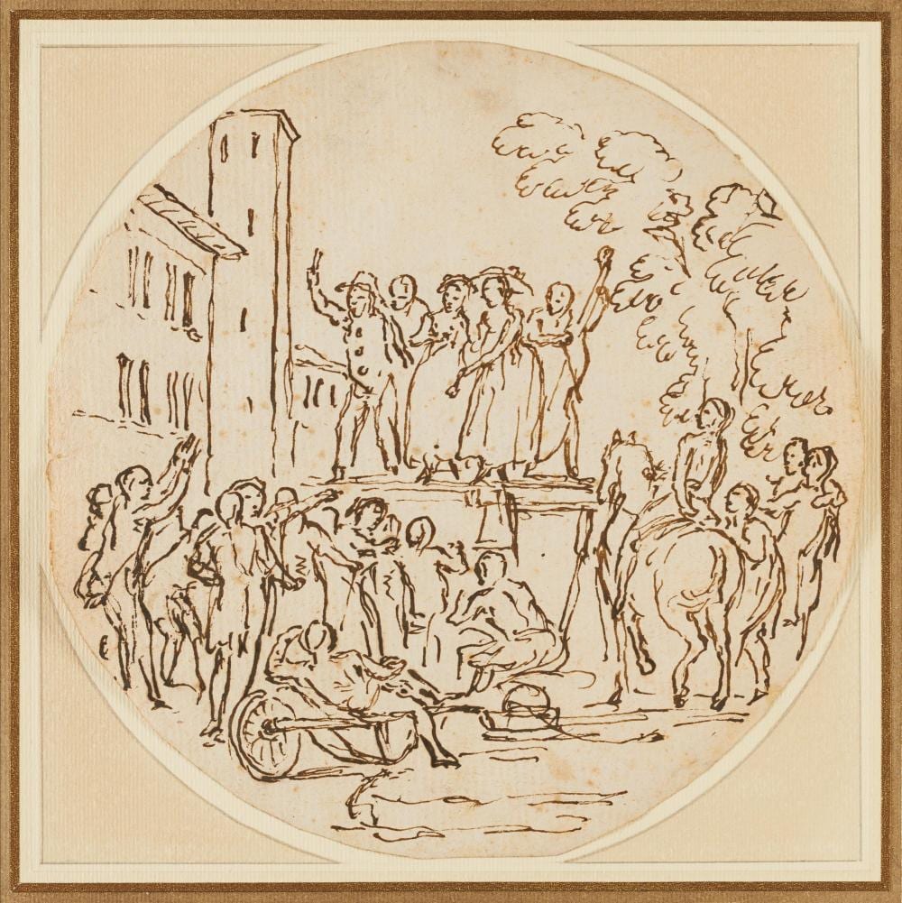 Marco Marcola comparable auction result: marco marcola attributed two drawings horse race and outdoor concert