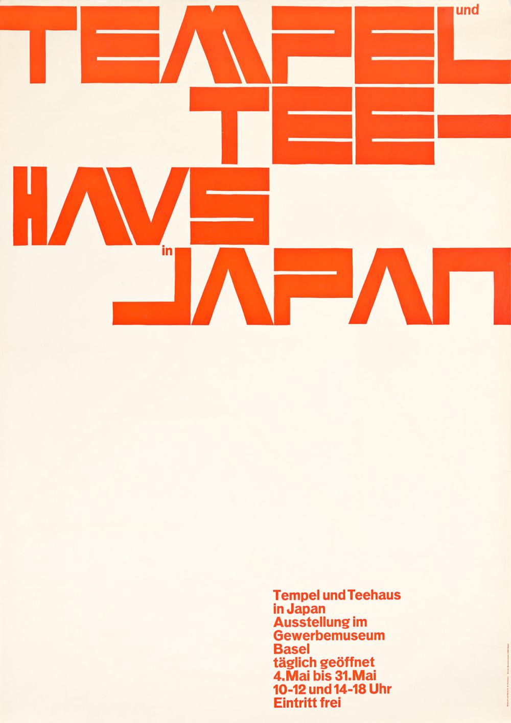 Armin Hofmann comparable auction result: armin hofmann 1920 2020 tempel und teehaus in japan 1957 50 x35 inches 127 x90 cm buchdruckerei vsk basel