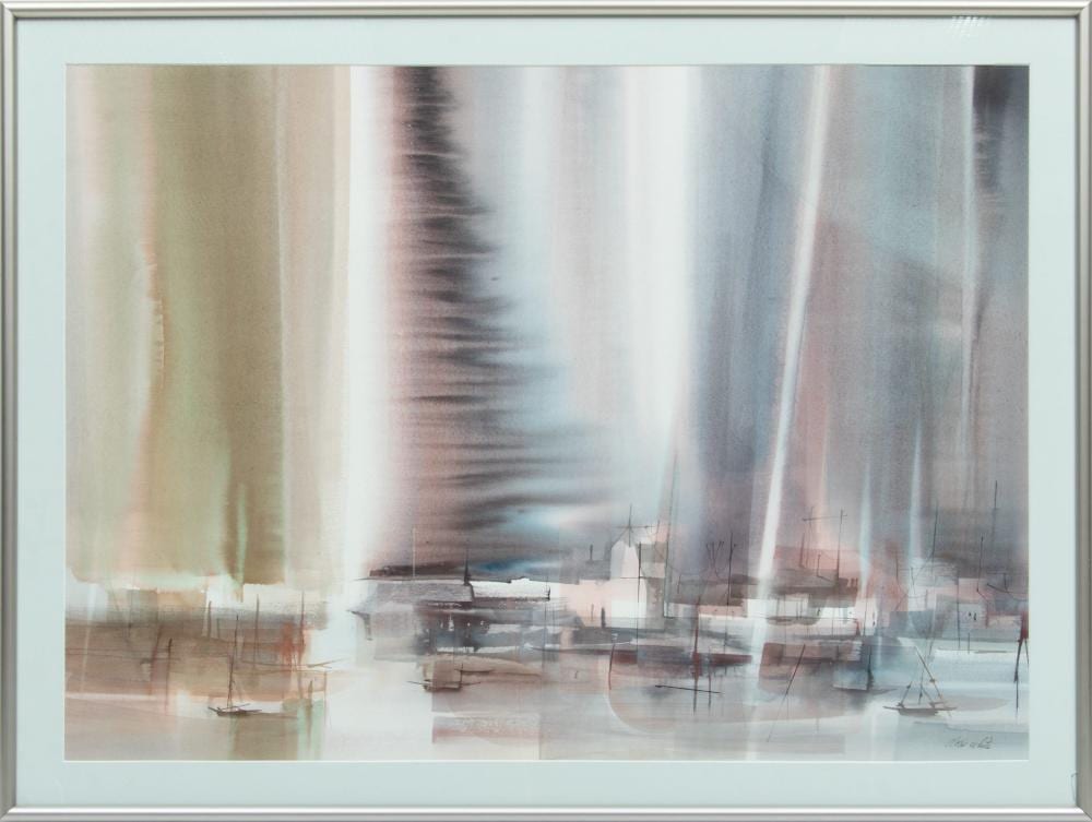 Doris White comparable auction result: doris white american 20th c watercolor on paper harbor scene h 25 5 w 35 5