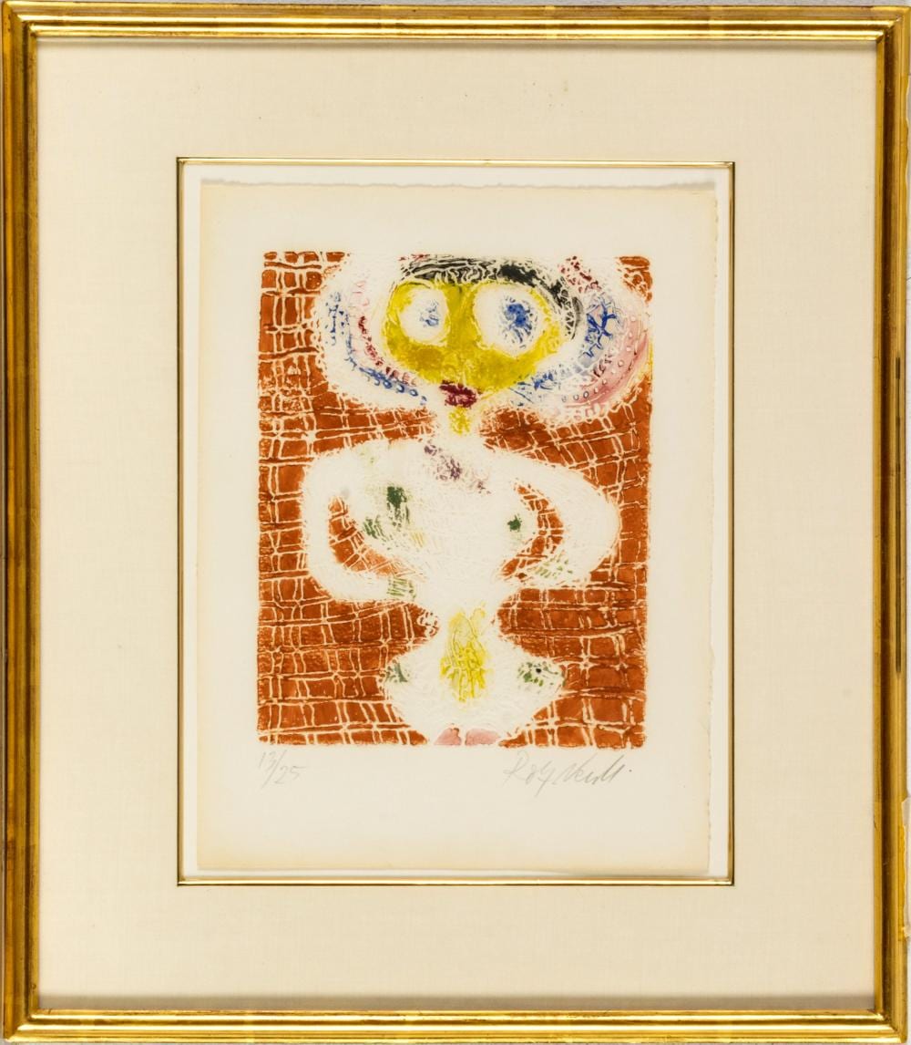 Rolf Nesch comparable auction result: rolf nesch german 1893 1975 metal print in colors on wove paper influence in women h 9 25 w 7 25