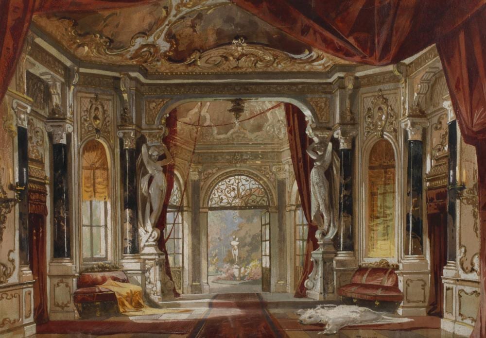 Georg Janny comparable auction result: georg janny attr schlossinterieur