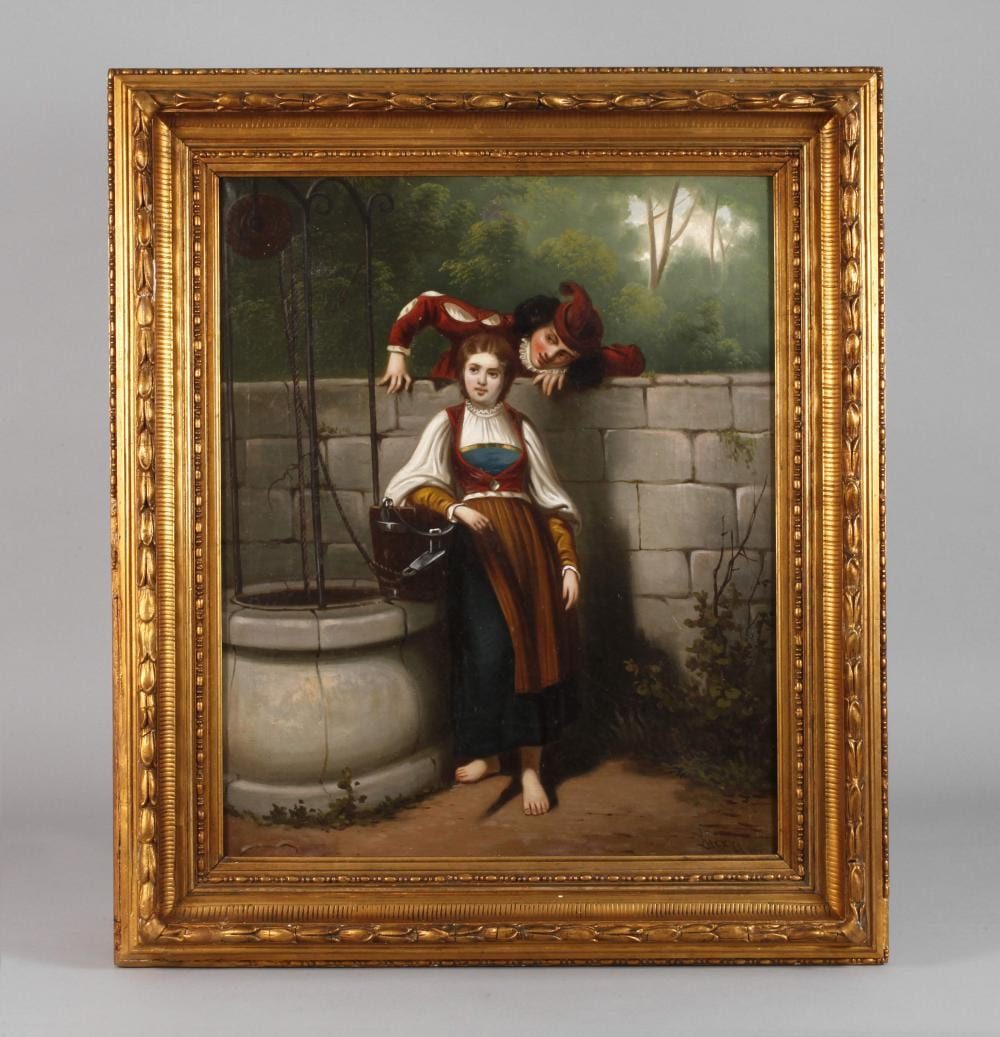 Carl Duxa comparable auction result: carl duxa attr stelldichein am brunnen