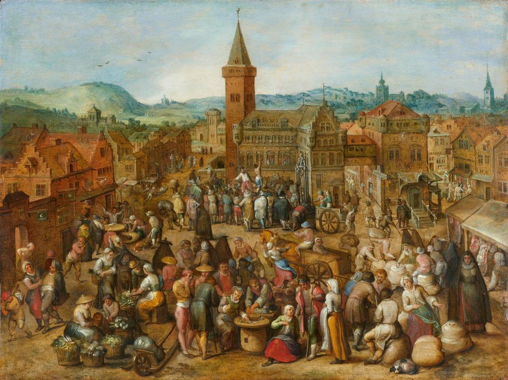 Sébastian Vrancx comparable auction result: sebastiaan vrancx market day in a flemish town
