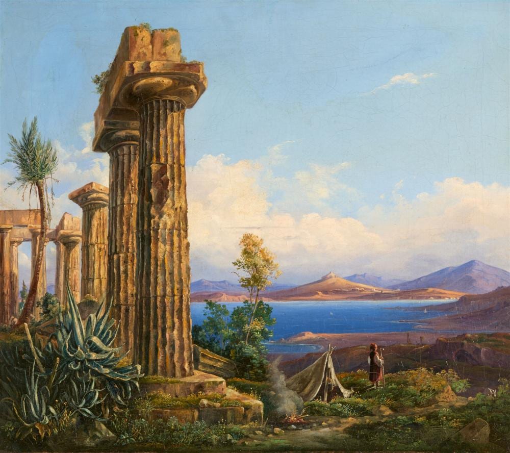 Ludwig Lange comparable auction result: ludwig lange attributed to temple of poseidon at cape sounion