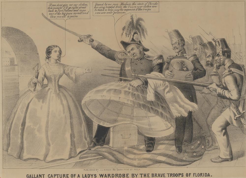 [FLORIDA] A group of seven framed pieces, including a cartoon, historical prints, views and a map, mostly of Florida interest.... sold by DOYLE Auctioneers & Appraisers, lot 251 — auction record photograph