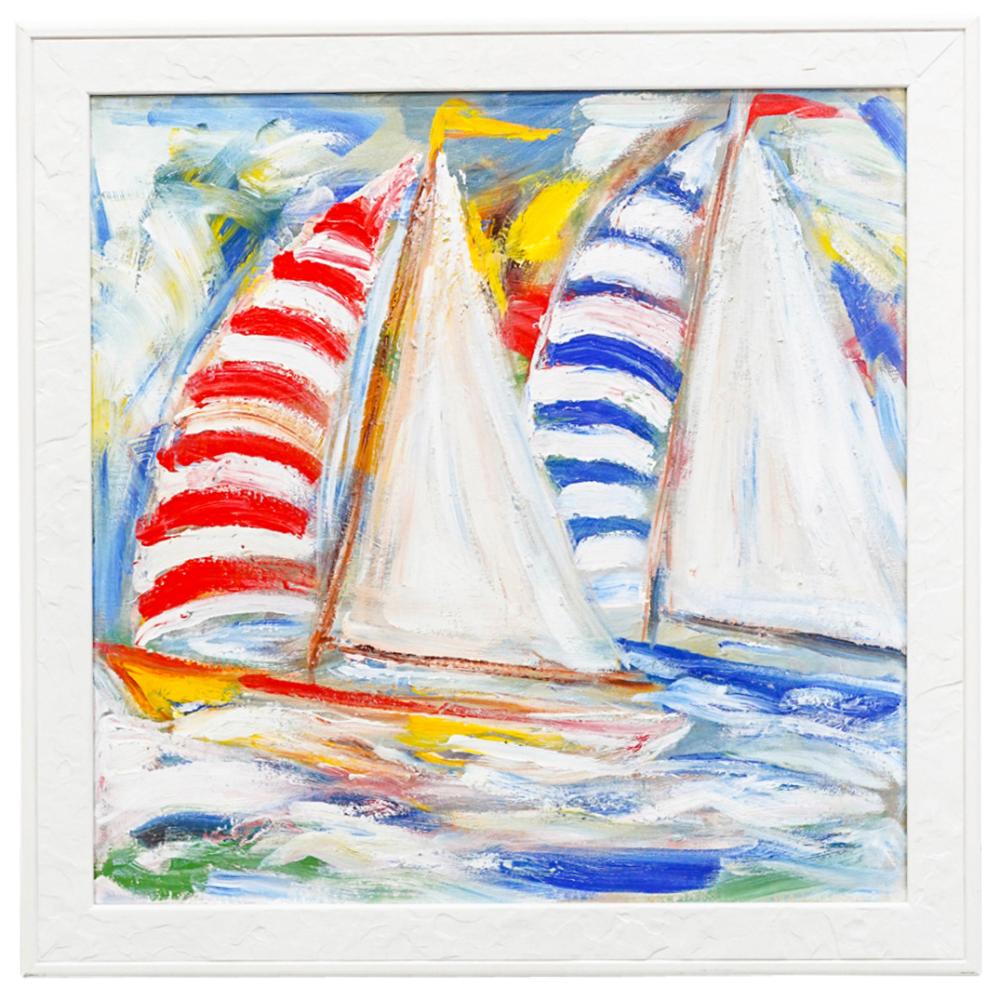 Kevin Geary comparable auction result: kevin geary english b 1952 yacht race no 7 acrylic on canvas painting