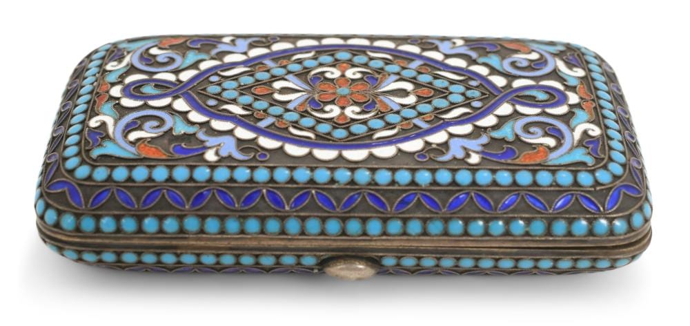 Gustav Klingert comparable auction result: russian gilt silver enamel cigarette case by gustav klingert