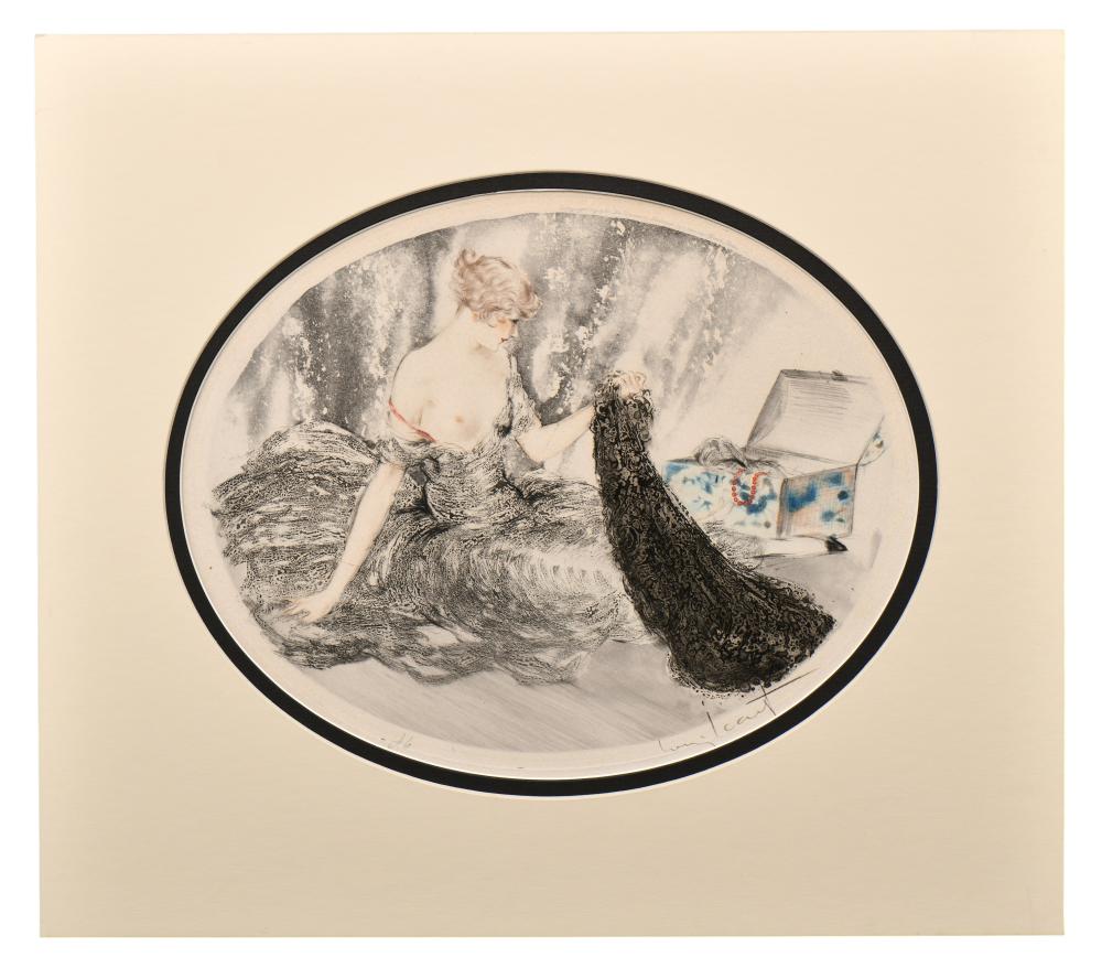 Louis Icart (French, 1888-1950), "Treasures" (1924) sold by Fontaine's Auction Gallery, lot 453 — auction record photograph
