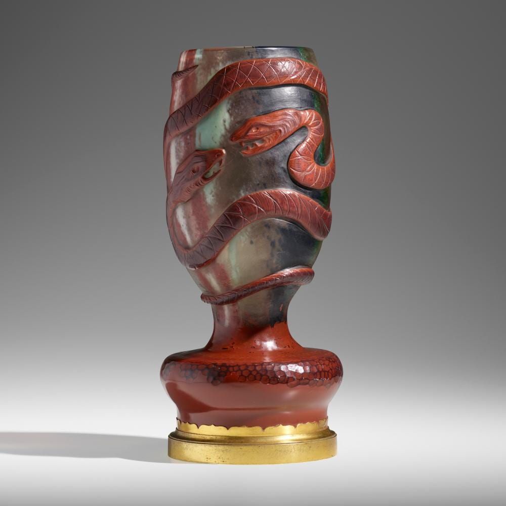 Ernest Baptiste Leveille comparable auction result: ernest baptiste leveille exceptional and rare vase with serpents