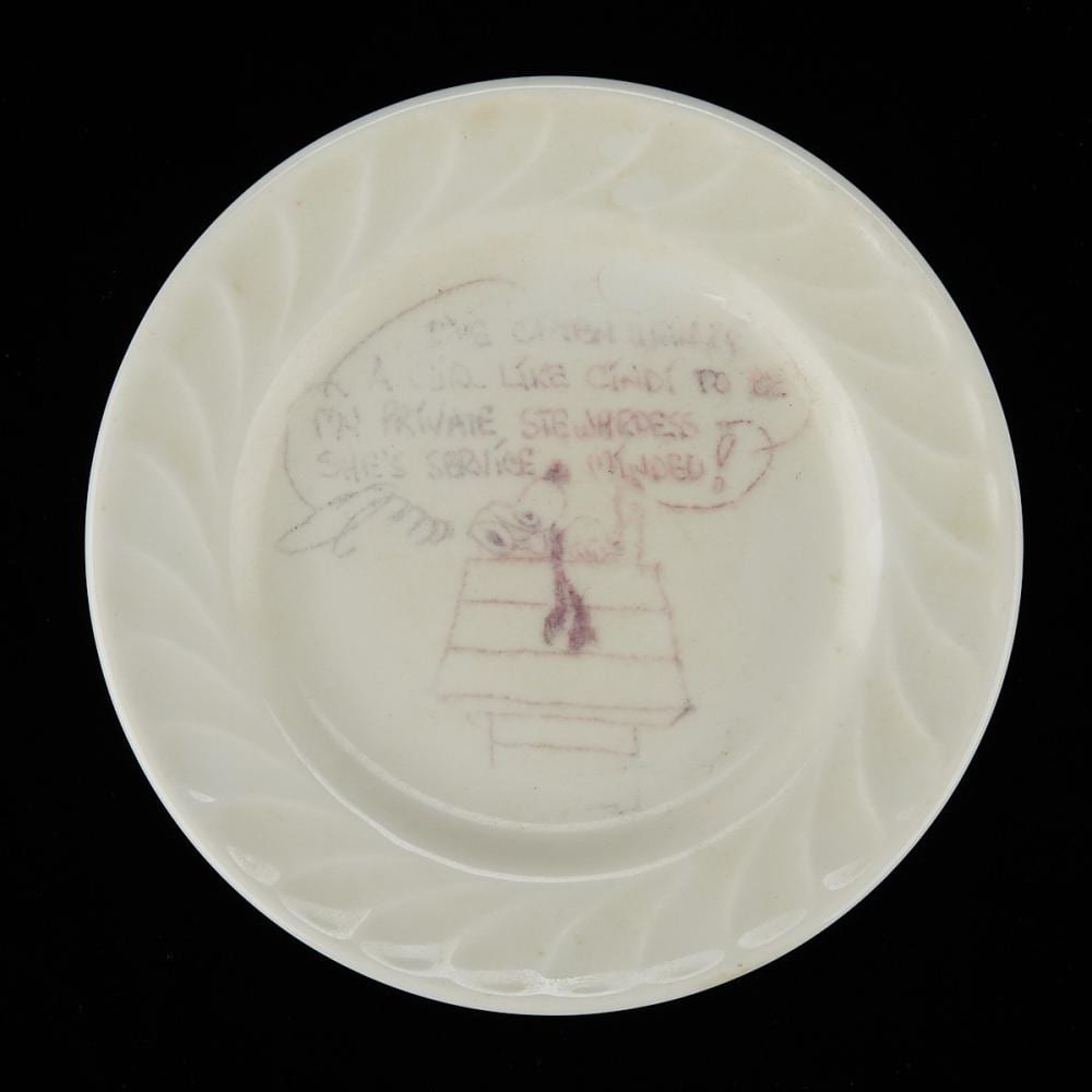 Charles Schulz Original Drawing on Plate sold by Revere Auctions, lot 474 — auction record photograph
