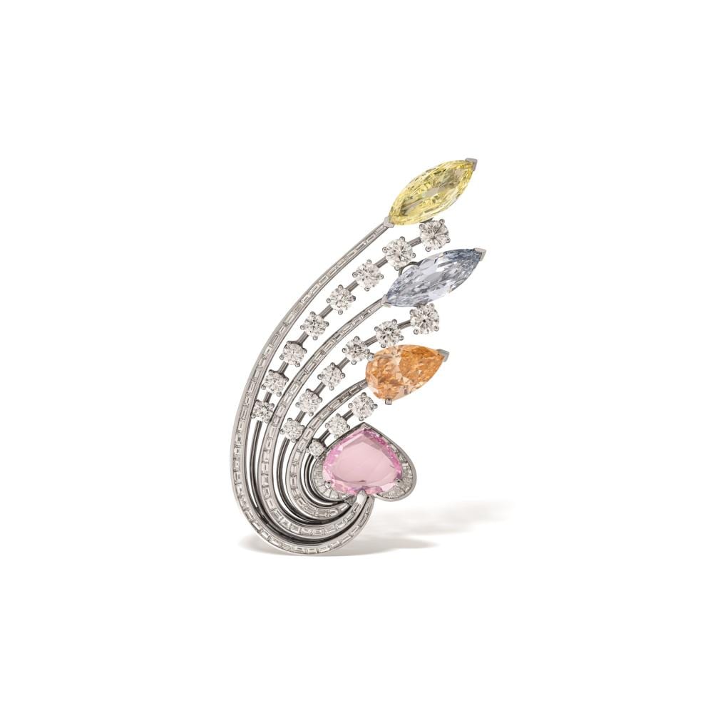 Exceptional Bulgari Coloured Diamond And Diamond BROOCH comparable sale