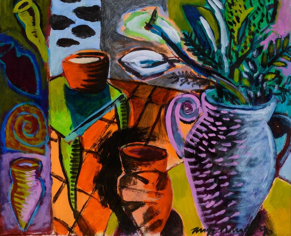 andre naude sa 20th century oil abstract still life signed dated 90 33 x 40 · 5th Avenue Auctioneers · 2023-05-08 Andre Naude comparable auction result: andre naude sa 20th century oil abstract still life signed dated 90 33 x 40