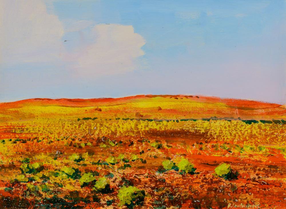 Ben Coutouvidis comparable auction result: benjamin coutouvidis sa born 1970 oil red landscape signed 41 x 56