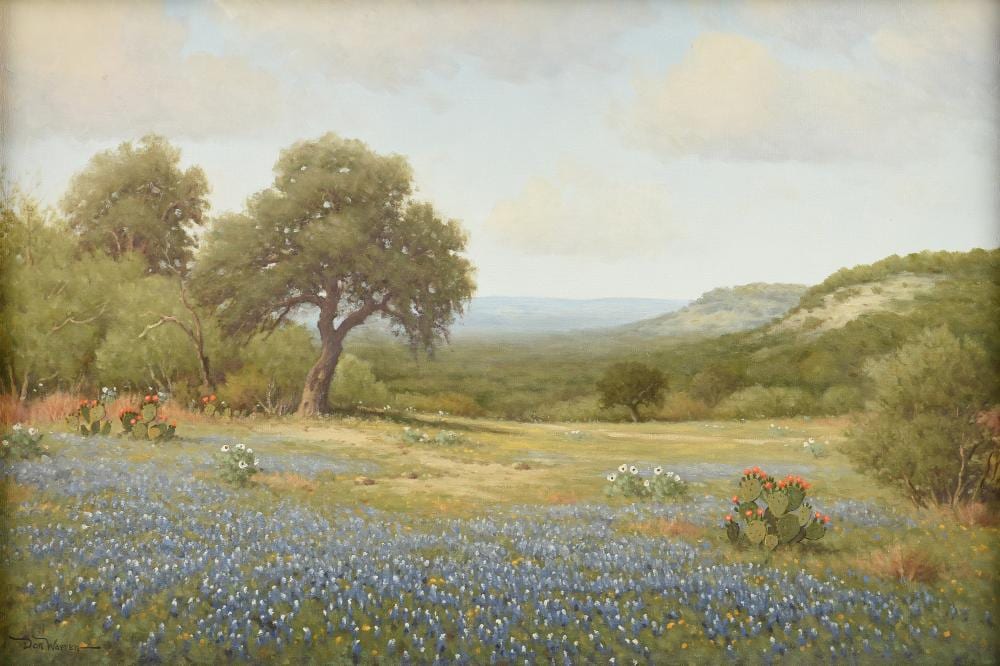 Don Warren comparable auction result: don warren american texas 1935 2006 a painting hill country landscape with bluebonnets 20th century