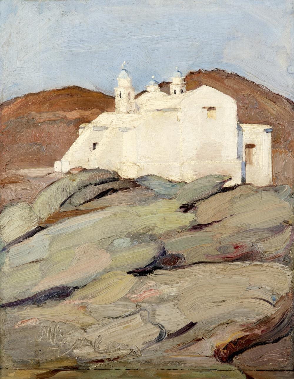 Nikolaos Lytras comparable auction result: nikolaos lytras greek 1883 1927 aghios sozon tinos peint en 1923 signed in greek lower left oil on canvas