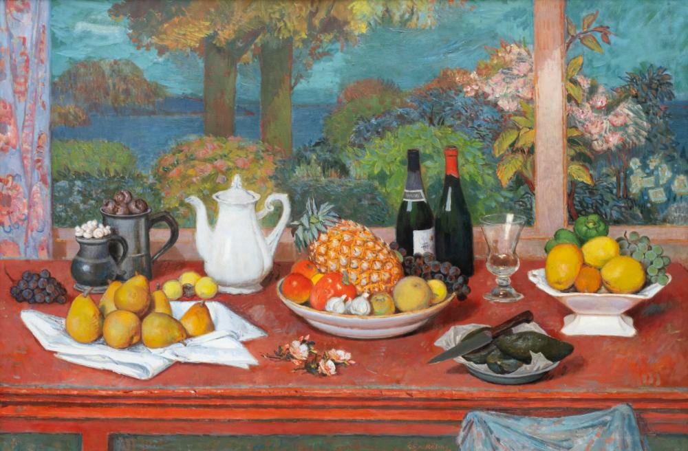 gerard victor alphons r ling 1904 1981 a luscious still life with fruit mushrooms and wine bottles on a table · Venduehuis der Notarissen · 2023-05-24 Gerard Victor Alphons Röling comparable auction result: gerard victor alphons r ling 1904 1981 a luscious still life with fruit mushrooms and wine bottles on a table