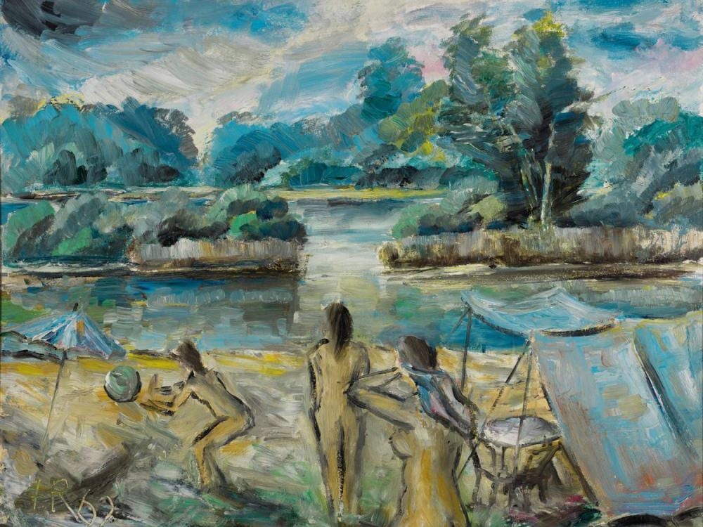 Heinz Reiss comparable auction result: heinz reiss 1923 2012 ha loch bathers on theold rhine