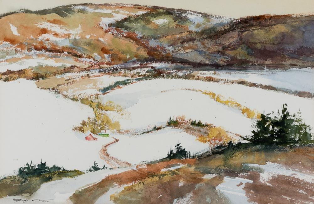 George Carpenter comparable auction result: george carpenter am 1928 2006 houses on winter hill watercolor on paper framed under glass