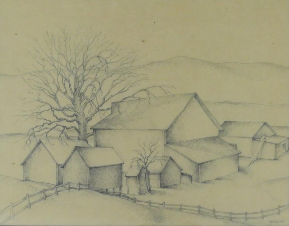 Albert Patecky comparable auction result: albert patecky lone oak ranch 1940 s graphite