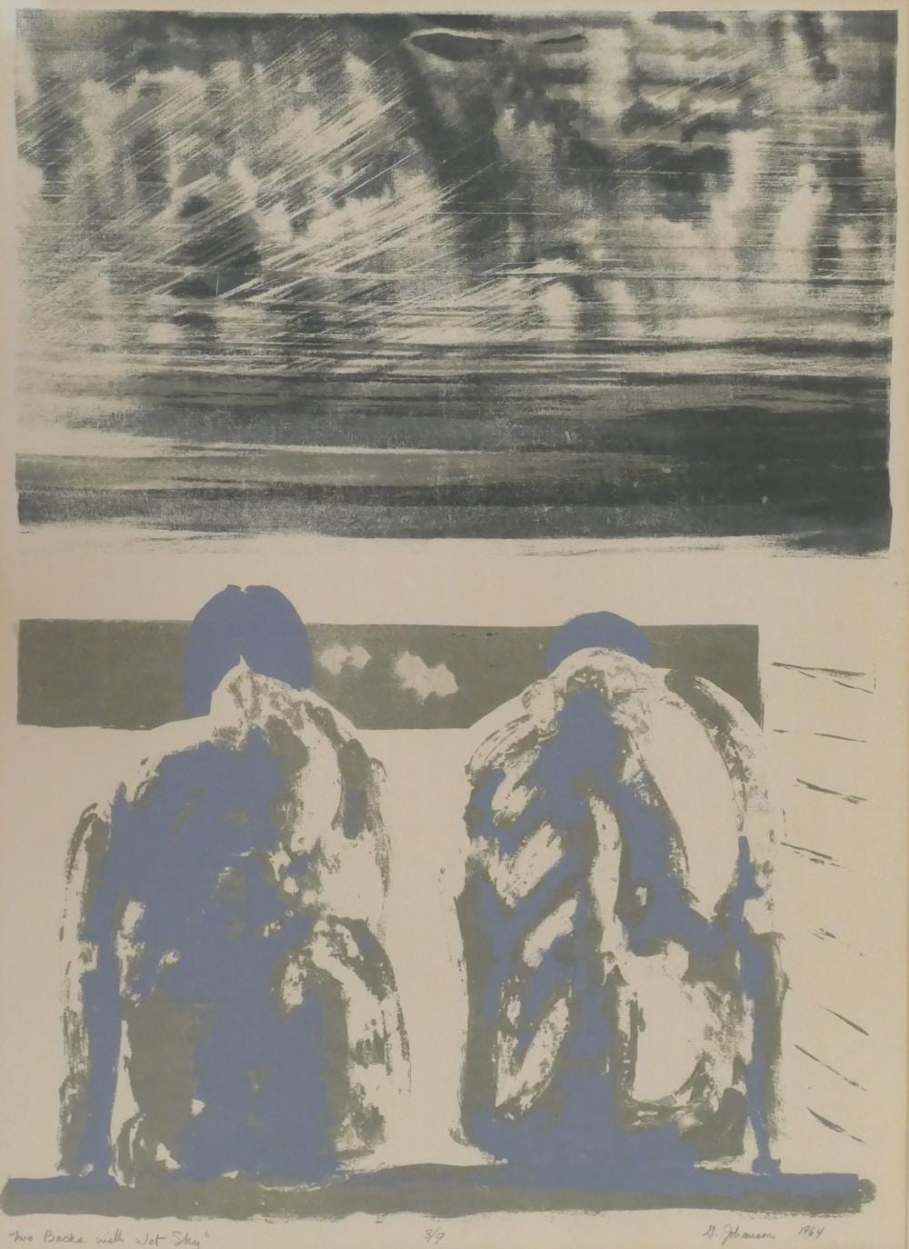 George Johanson comparable auction result: george johanson two backs with wet sky 1964 serigraph
