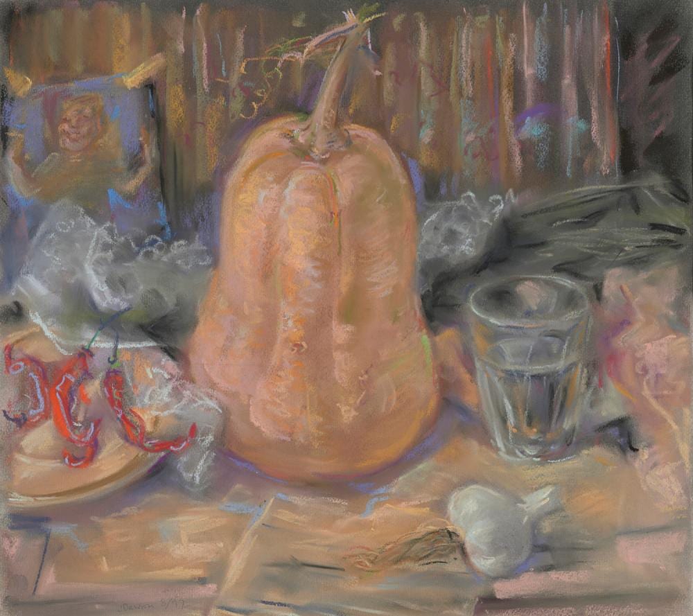 Janet Dawson comparable auction result: janet dawson born 1935 butternut pumpkin pastel on paper 32 x 36cm