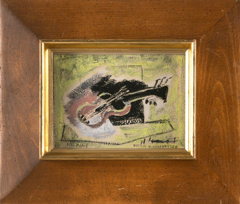 Nicolai Kuvshinoff comparable auction result: nicolai kuvshinoff washington russian federation 1899 1997 still life with violin mixed media on paper 6 x 7 75 sight framed 12 x 14