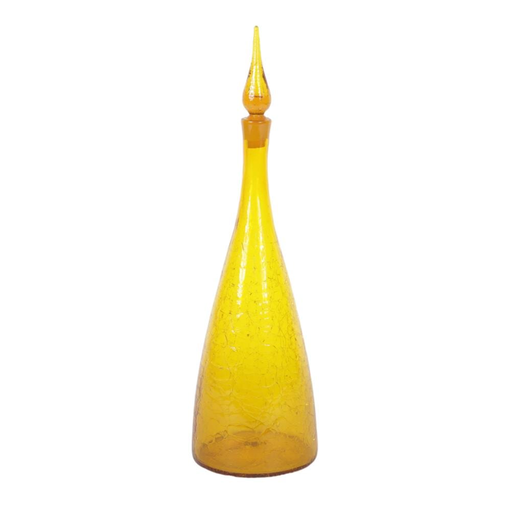 Winslow Anderson comparable auction result: blenko 920l winslow anderson yellow amber crackle art glass decanter genie bottle with stopper 21 1 8 h x 6 diam