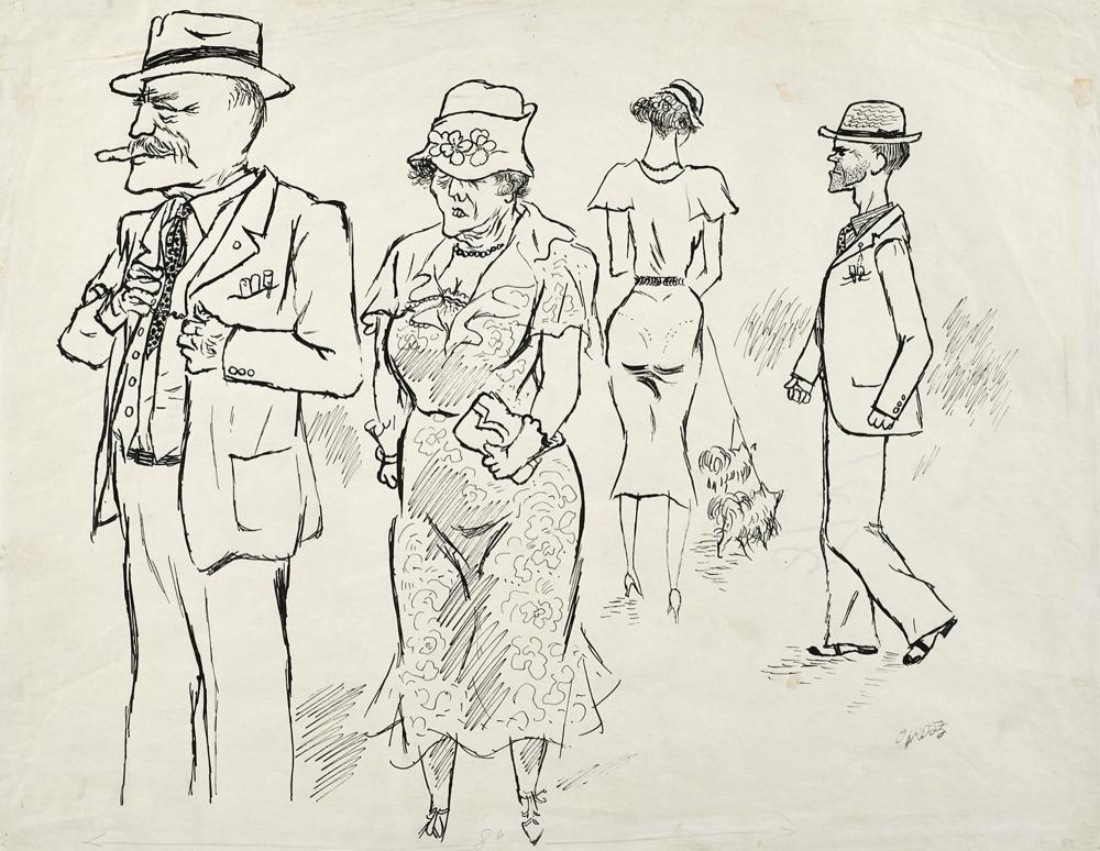 GEORGE GROSZ "Genesis" 1932 mixed media on paper cm 43.5x56 Signed lower right "George Grosz Nachlass 4-57-10" stamp on the reverse (L.NV.548 1934-1935 on the reverse) Provenance Cold Spring Harbor Gallery, Cold Spring, Long Island (NY) Ge... sold by Il Ponte Auction House, lot 137 — auction record photograph