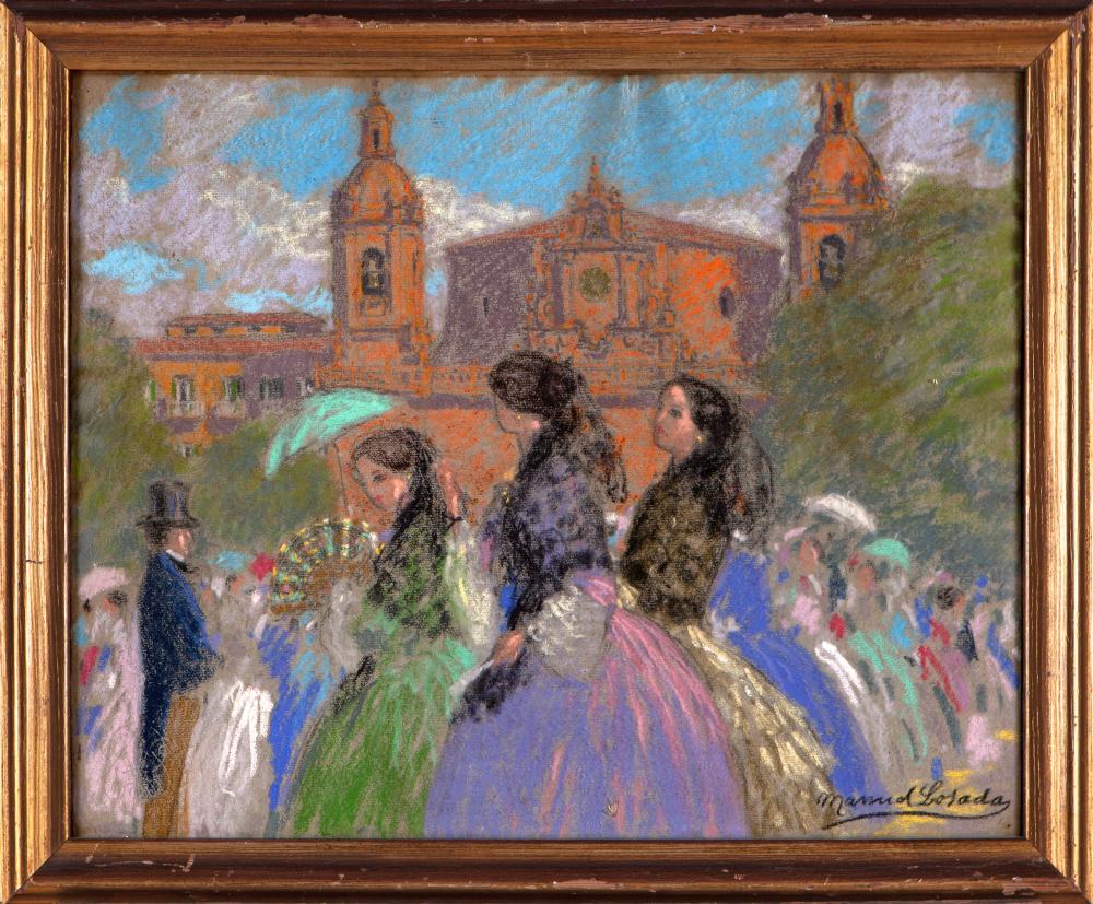 Manuel Losada comparable auction result: manuel losada bilbao 1865 1949 ladies walk before the church of saint nicholas bilbao