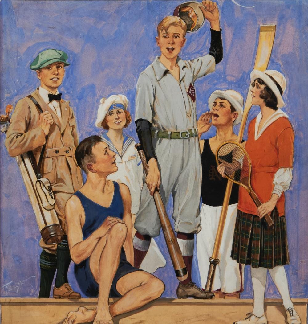 Charles M Relyea comparable auction result: charles m relyea american 1863 1932 summer sports 1921 sight size 18 5 8 x 17 3 4 in framed 29 1 4 x 27 1 4 x 1 in