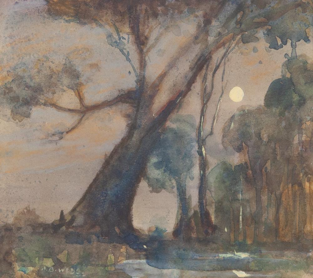 Archibald Bertram Webb comparable auction result: archibald bertram webb full moon nocturne watercolour and gouache