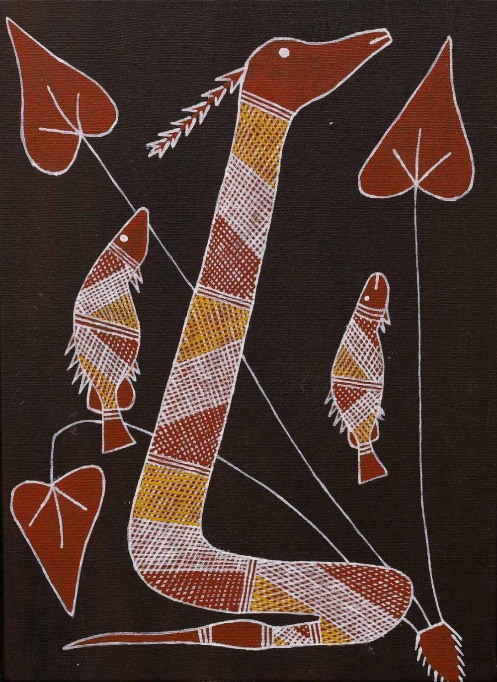 Trevor Nganjmirra comparable auction result: trevor nganjmirra serpent barramundi