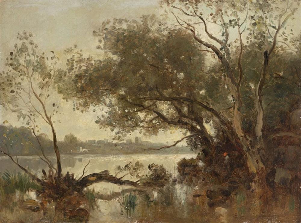 Adolf Heinrich Lier comparable auction result: on the shore of a lake