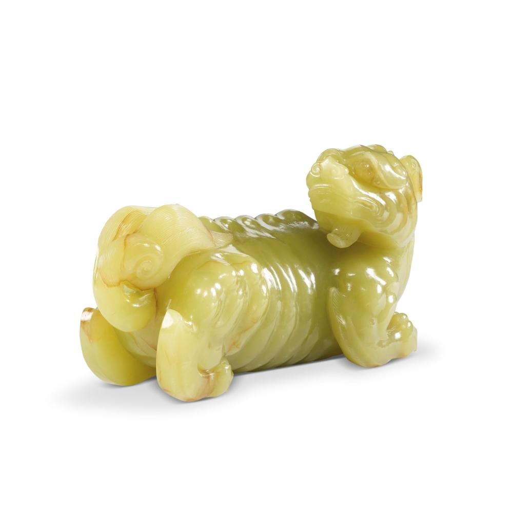 A Very Rare Large Yellow Jade Carving Of A Xiezhi Qianlong Period (1736-179 comparable sale