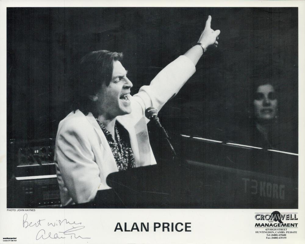 alan price signed 10x8inch black and white photo good condition all autographs are genuine hand · Chaucer Auctions · 2023-05-24 Alan Price comparable auction result: alan price signed 10x8inch black and white photo good condition all autographs are genuine hand