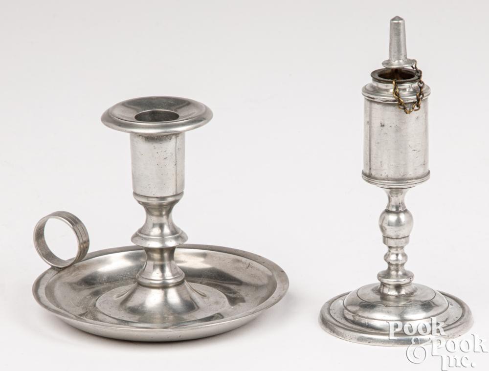 Roswell Gleason comparable auction result: roswell gleason pewter chamberstick