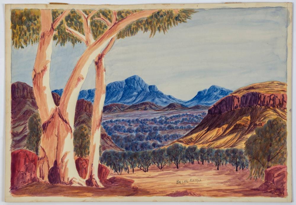 Basel Rantji comparable auction result: basil rantji 1936 1999 central australian landscape watercolour on artist s board signed basel rantjia lower centre 36 x 53cm