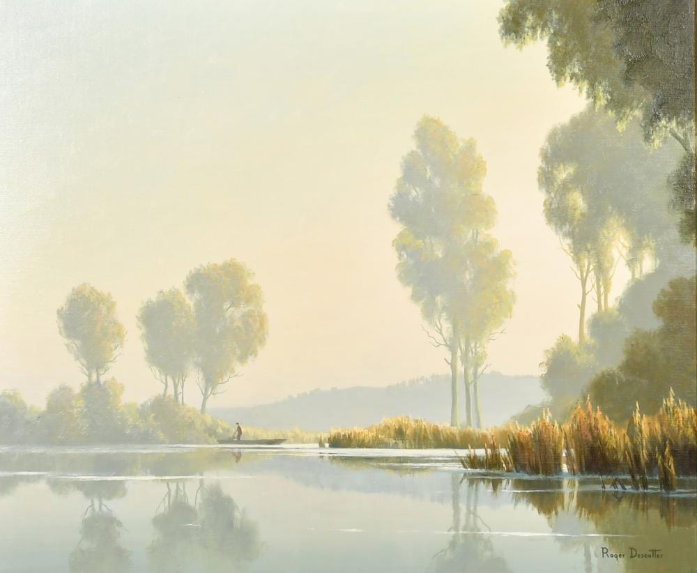 Roger Desoutter comparable auction result: roger desoutter b 1923 summer reflections oil on canvas signed 20 x 24 51 x 61cm