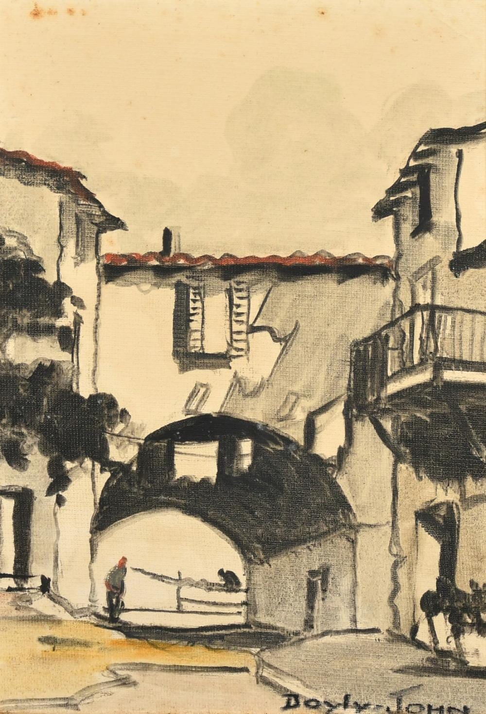 cecil rochfort doyly john 1906 1993 mediterranean dwellings with a path through an archway water · John Nicholson's Fine Art Auctioneers & Valuers · 2023-05-24 C.R. D'Oyly John comparable auction result: cecil rochfort doyly john 1906 1993 mediterranean dwellings with a path through an archway water