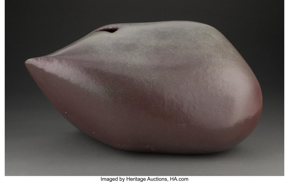 takiguchi kazuo japanese b 1953 large biomorphic vessel glazed stoneware 10 · Heritage Auctions · 2023-06-06 Takiguchi Kazuo comparable auction result: takiguchi kazuo japanese b 1953 large biomorphic vessel glazed stoneware 10