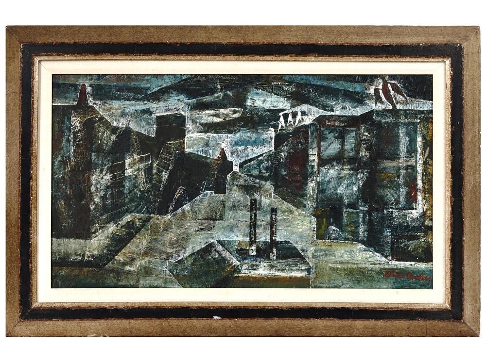 Olivier Charles comparable auction result: mid cent abstract oil painting by olivier charles