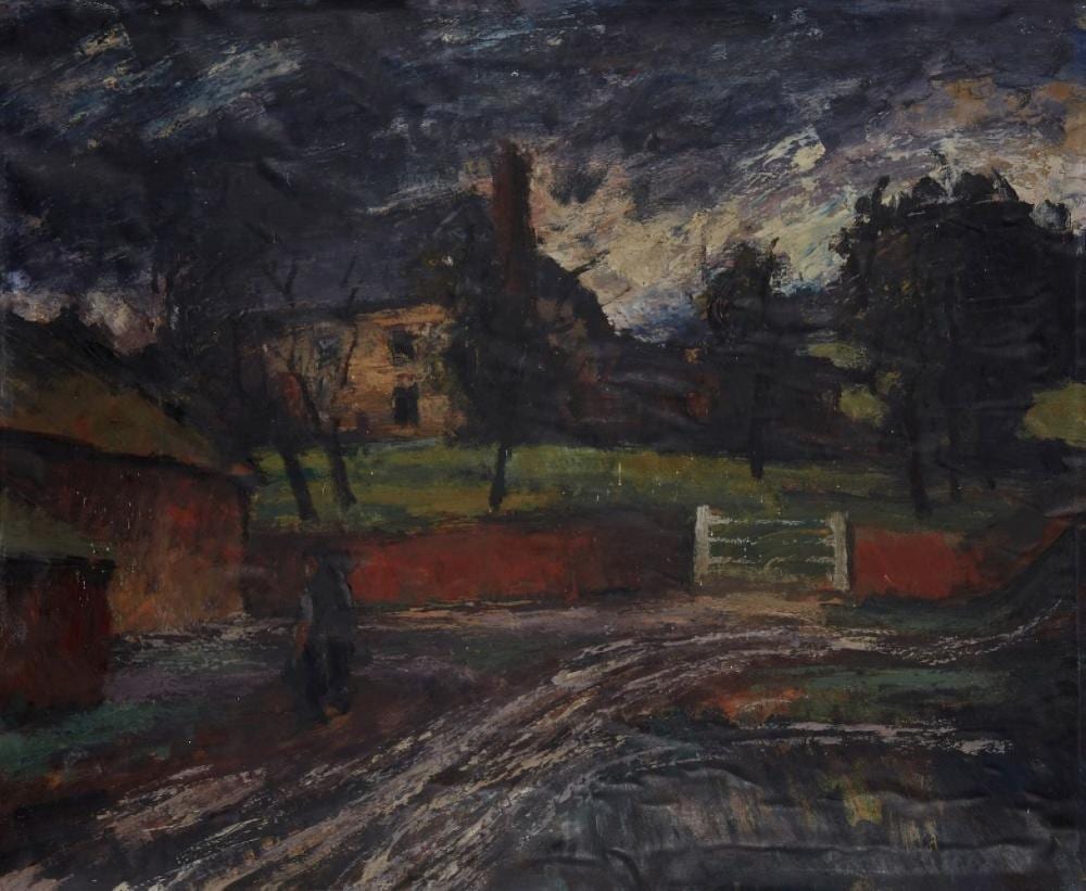 George (1908) Chapman comparable auction result: george chapman british 1908 1994 farm entrance oil on paper laid down on board inscribed w