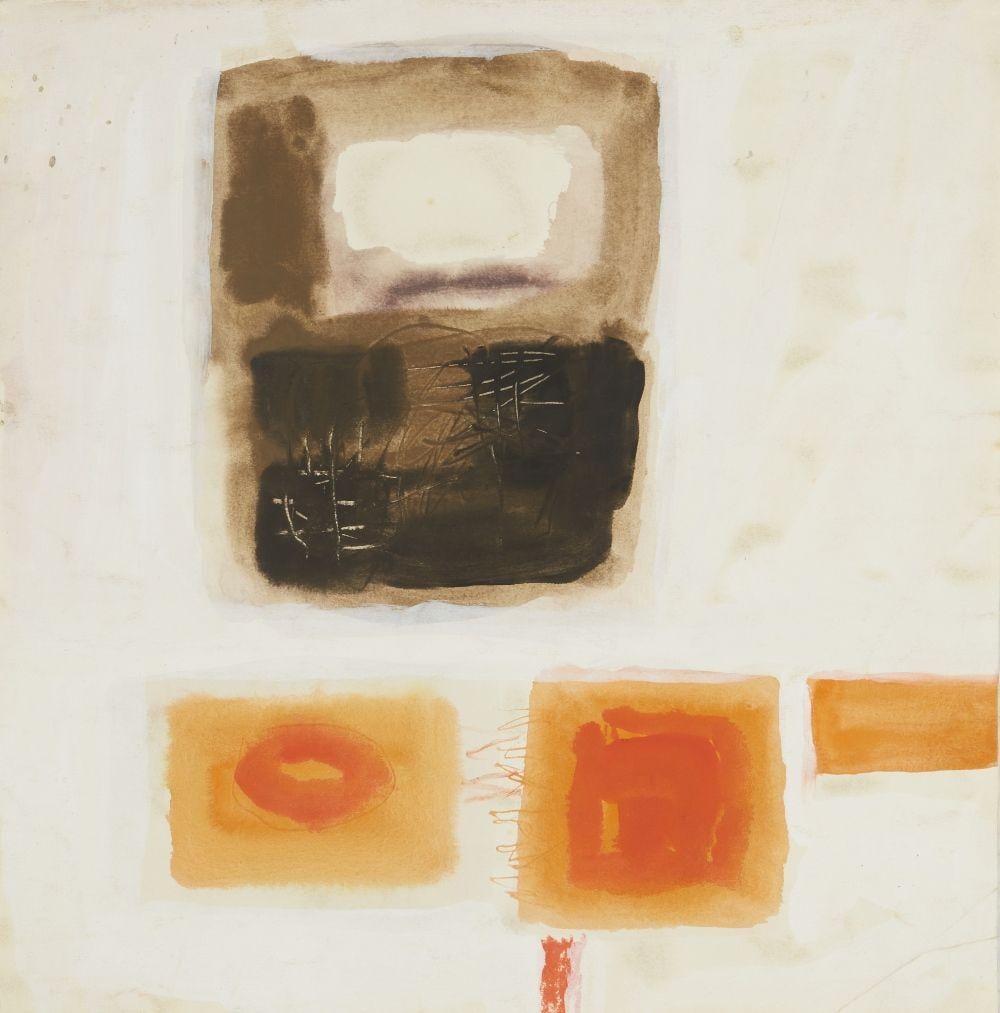 Henry Cliffe comparable auction result: henry cliffe british 1919 1993 abstract composition in orange and black watercolour on pape