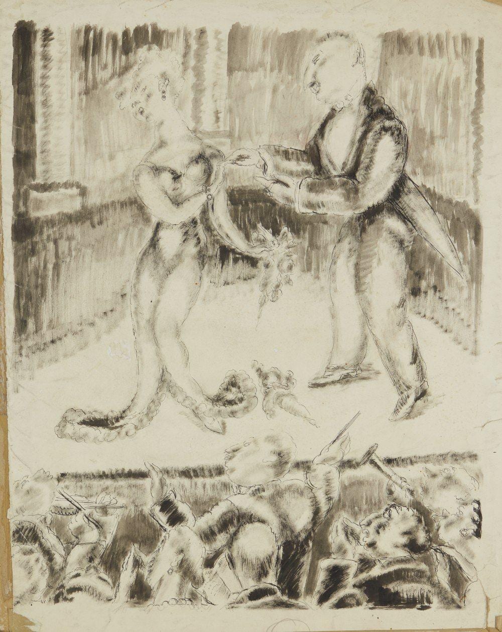 vera cunningham british 1897 1955 designs for charlotte s progress c 1932 ink and wash on · Roseberys · 2023-06-06 Vera Cuningham comparable auction result: vera cunningham british 1897 1955 designs for charlotte s progress c 1932 ink and wash on